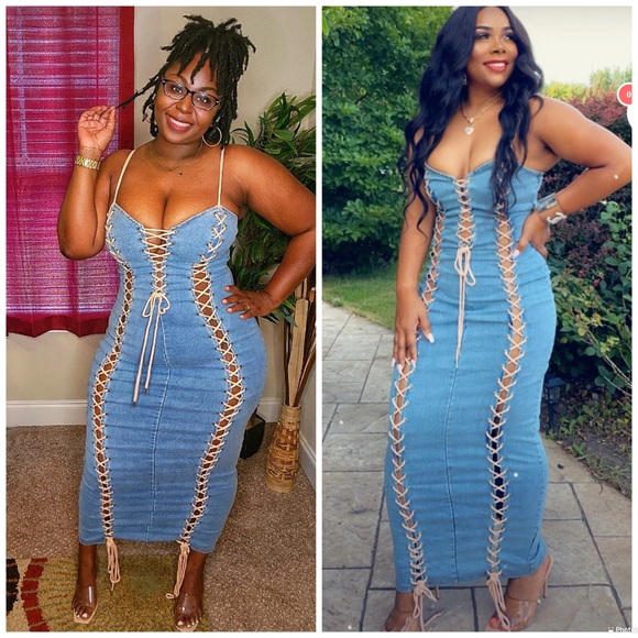 Dresses & Skirts - Laceup Denim dress